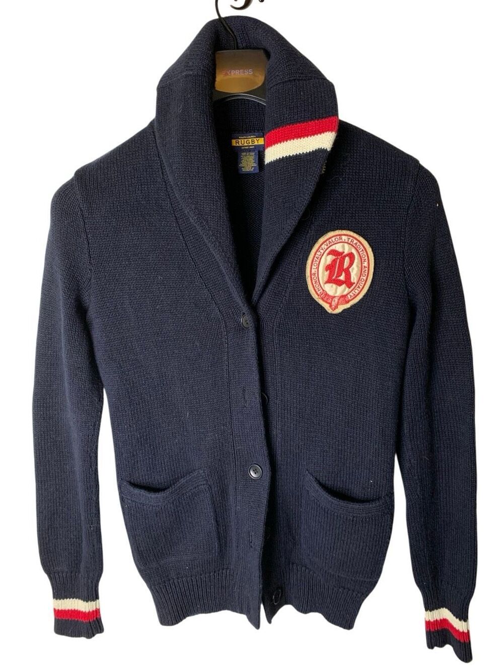 Ralph Lauren Rugby vintage cardigan sweater crest size small RARE